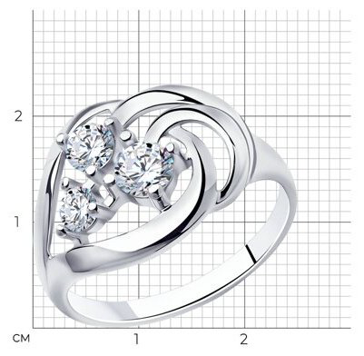 Кольцо Diamant 94-110-00542-1_17 размер 17 вес 2.77 г серебро, фианит купить,9096