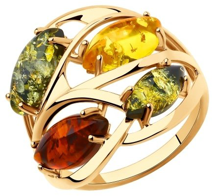 Кольцо Diamant 93-310-00442-1 размер 18 вес 3.01 г серебро, янтарь купить,NaN