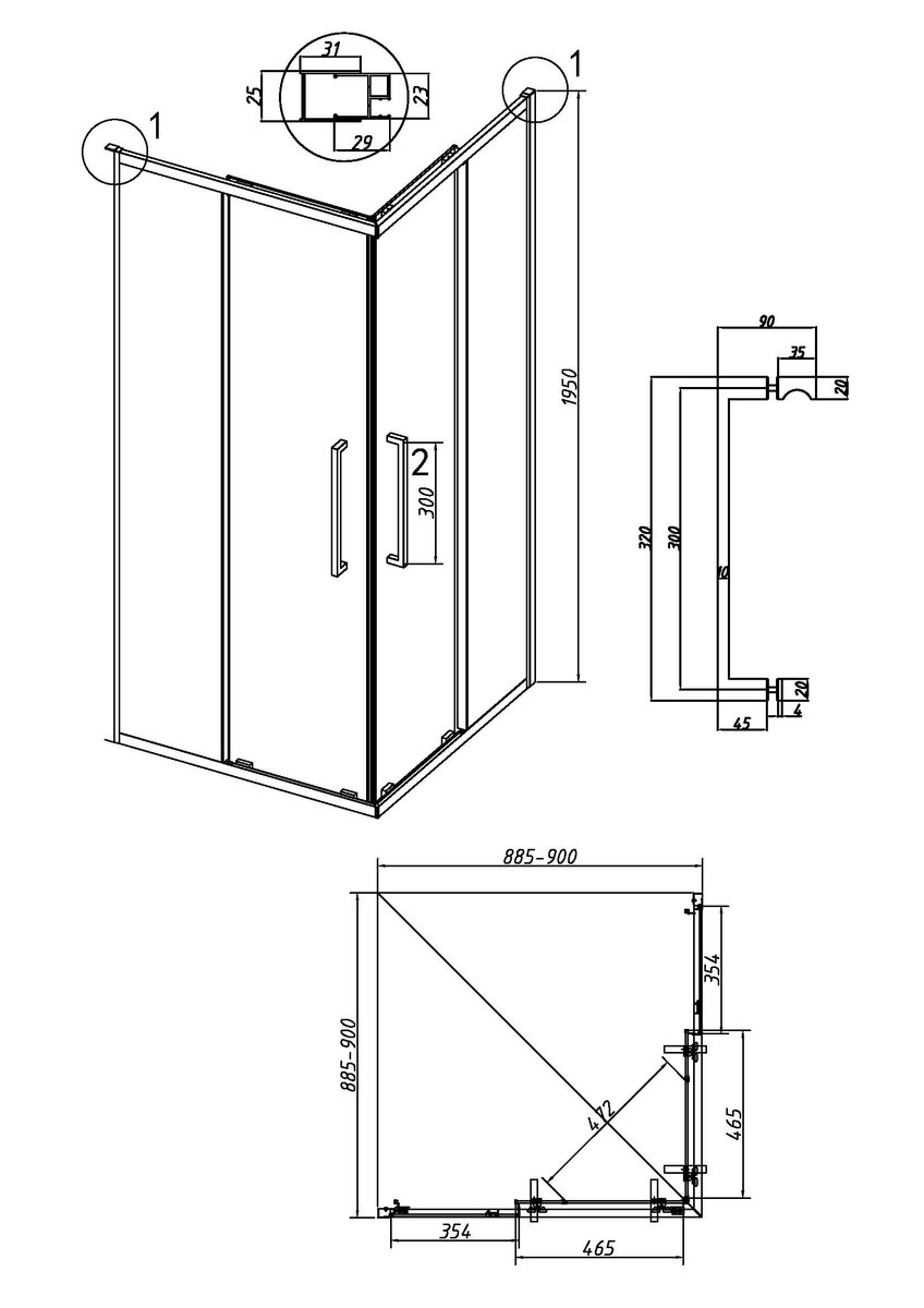 Душевое ограждение Grossman Cosmo 300.K33.02.9090.21.02 90х90х195см купить,365700