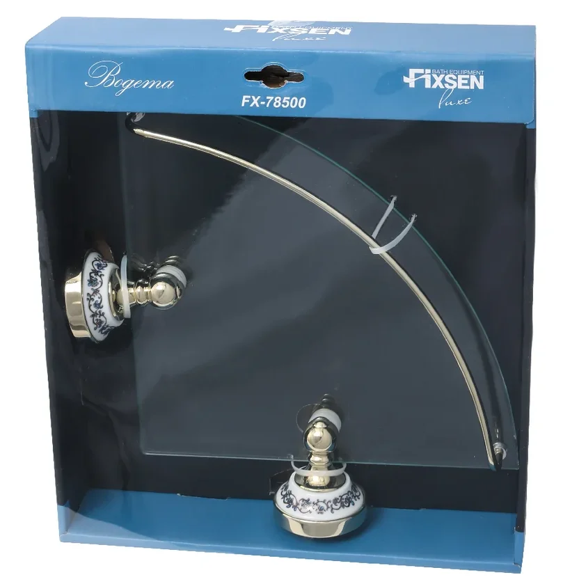 Стеклянная угловая полка Fixsen Gold Bogema 78503AG 28х28х6.2см 5шт