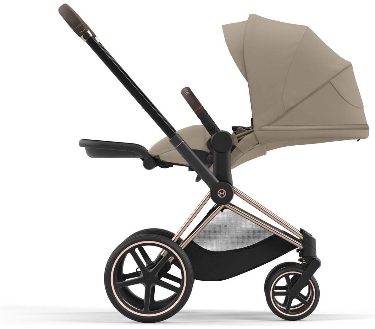 Коляска прогулочная Cybex Priam IV Cozy Beige на раме Rose Gold, бежевый