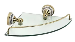 Стеклянная угловая полка Fixsen Gold Bogema 78503AG 28х28х6.2см 5шт