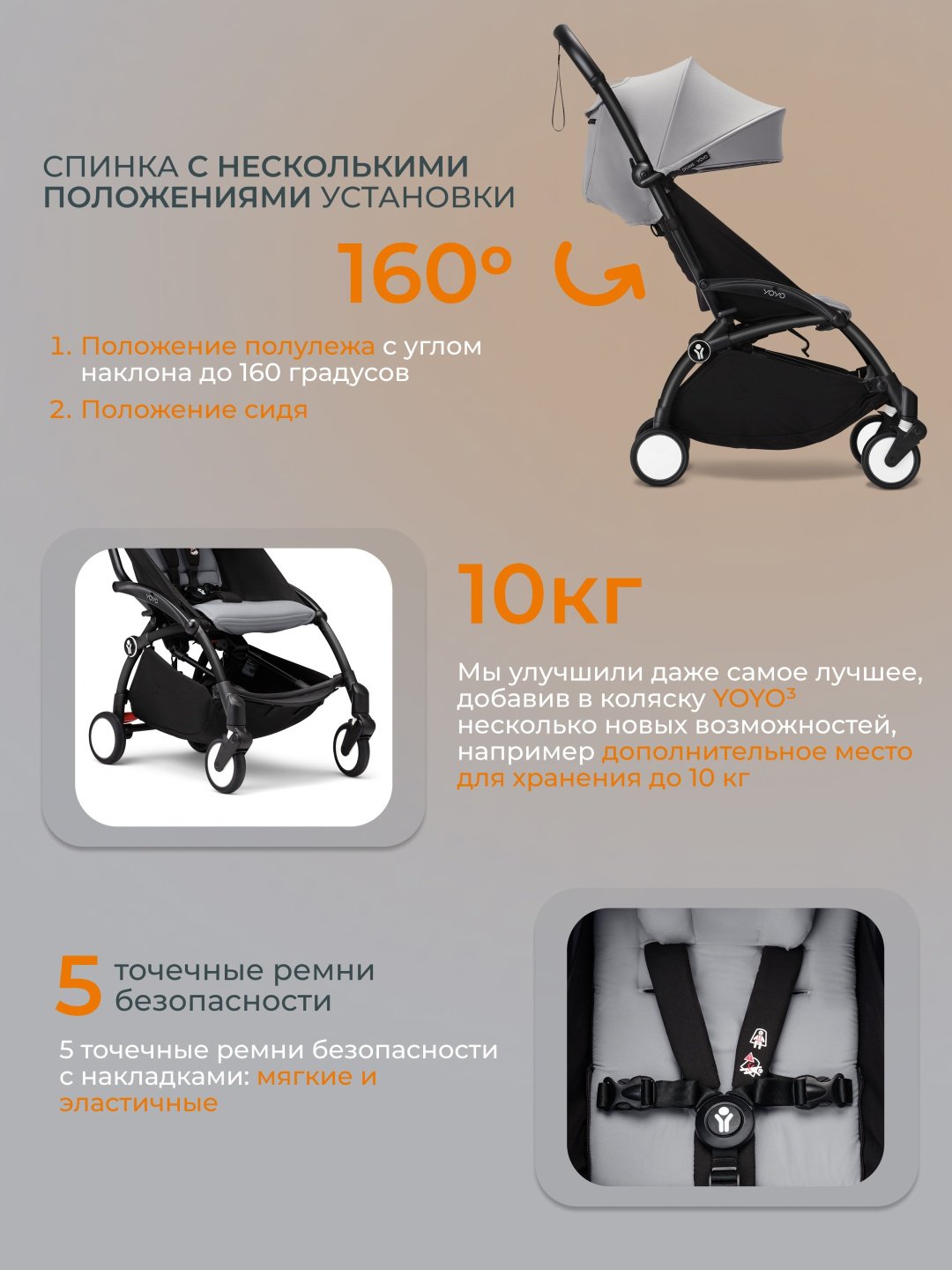 Коляска прогулочная BABYZEN Stokke YOYO3, серый