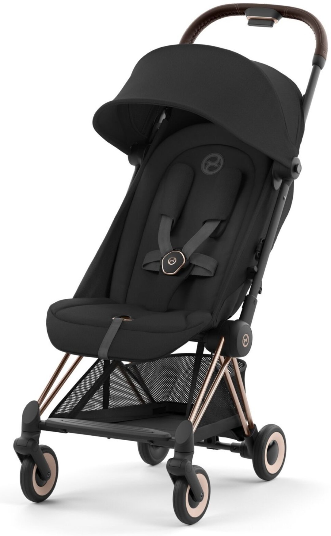 Коляска прогулочная Cybex Coya Rosegold Sepia Black с дождевиком и бампером 522005601, черный купить,NaN