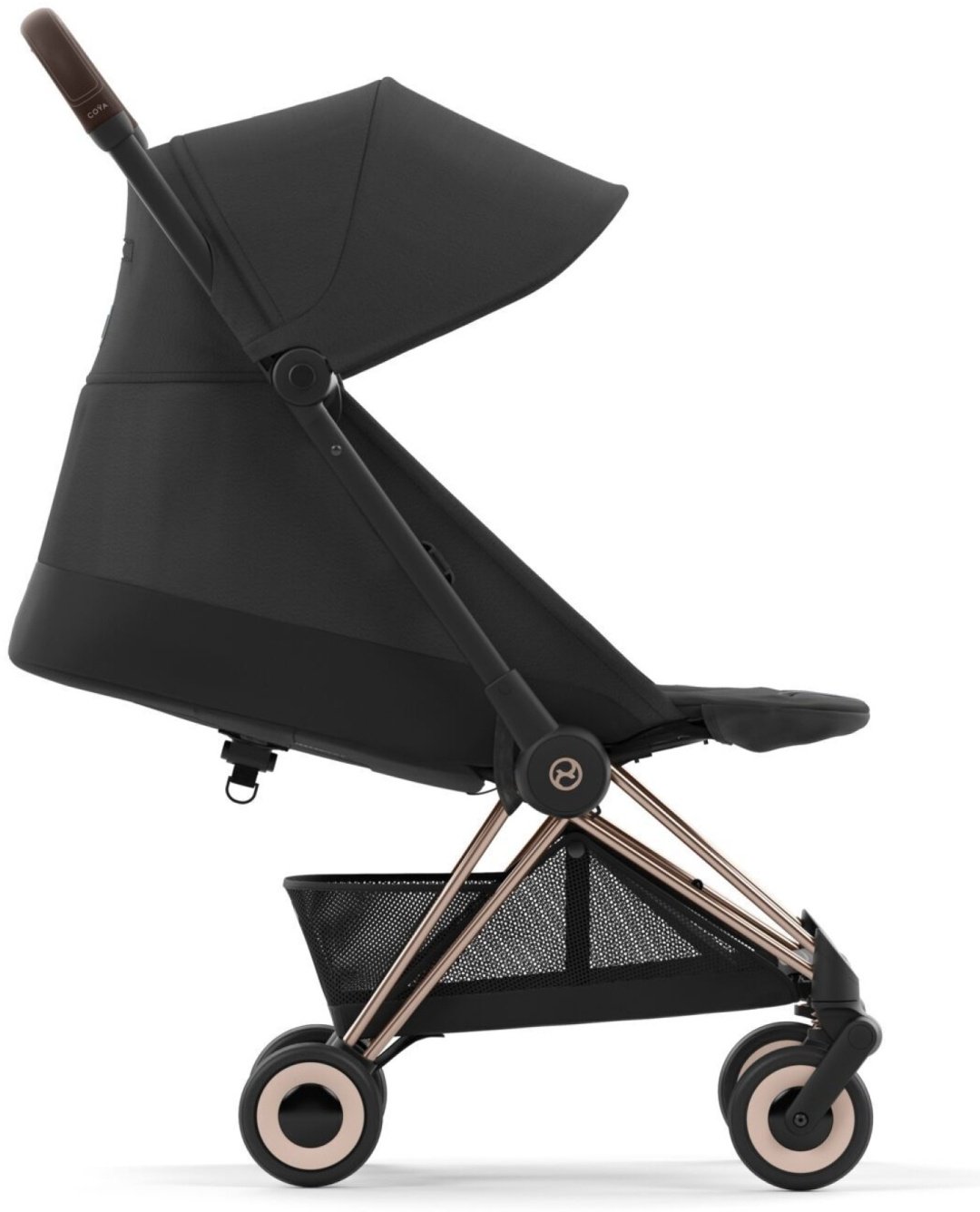 Коляска прогулочная Cybex Coya Rosegold Sepia Black с дождевиком и бампером 522005601, черный купить,NaN