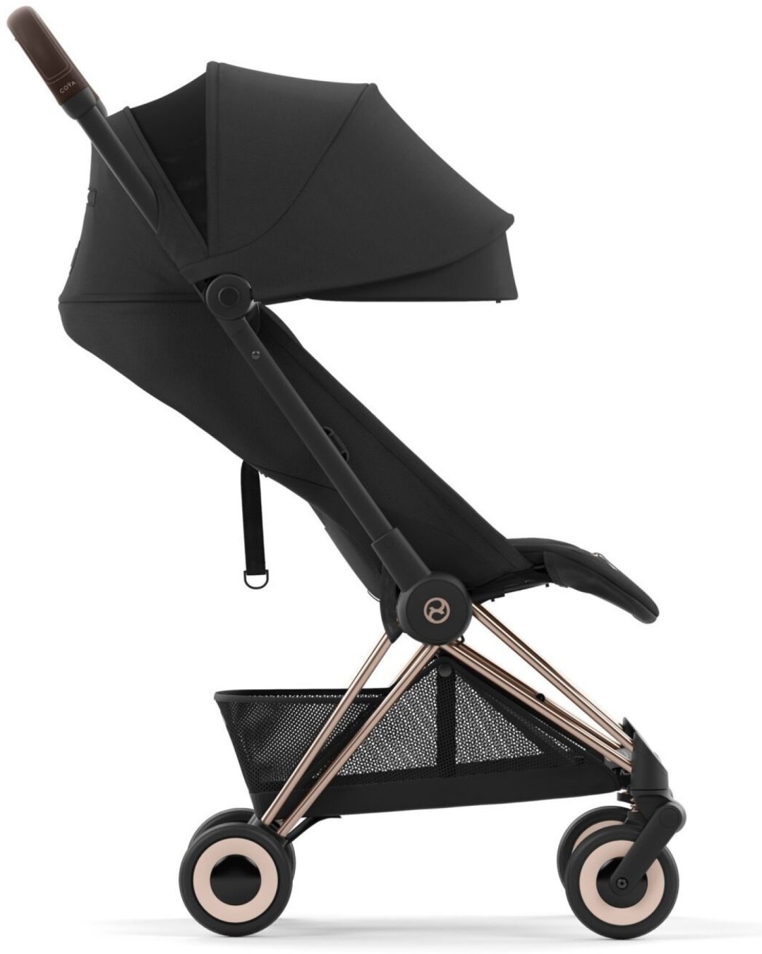 Коляска прогулочная Cybex Coya Rosegold Sepia Black с дождевиком и бампером 522005601, черный купить,NaN