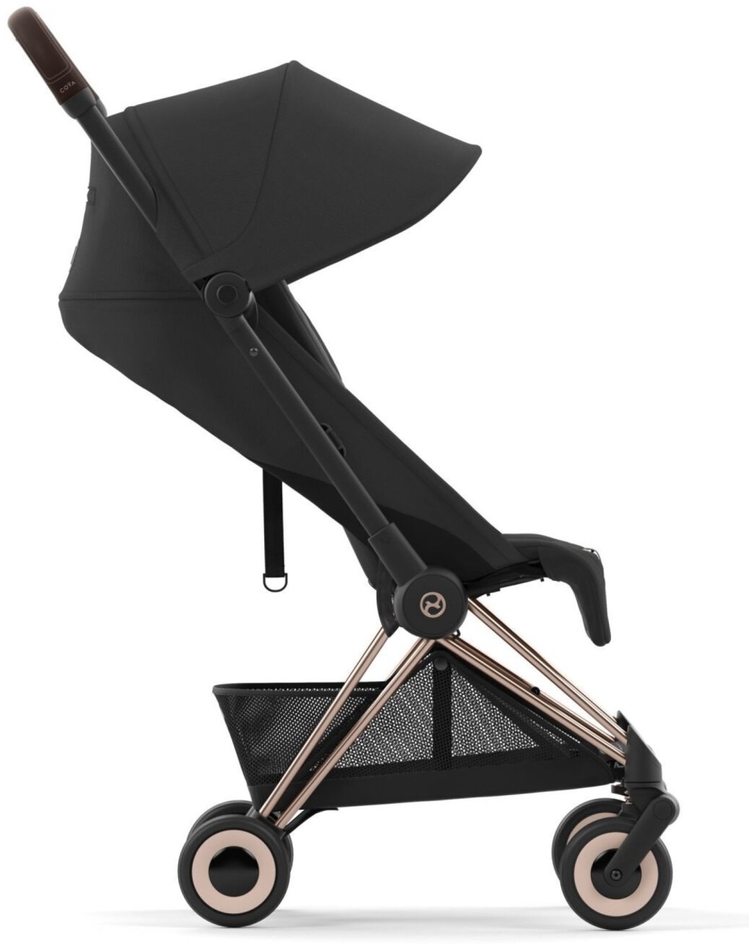 Коляска прогулочная Cybex Coya Rosegold Sepia Black с дождевиком и бампером 522005601, черный купить,NaN