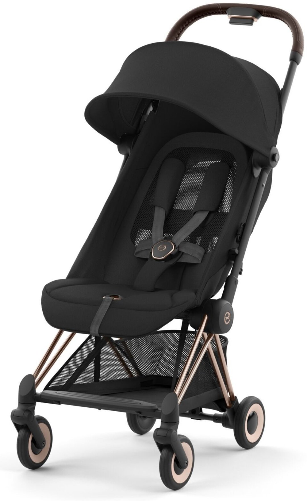 Коляска прогулочная Cybex Coya Rosegold Sepia Black с дождевиком и бампером 522005601, черный купить,NaN