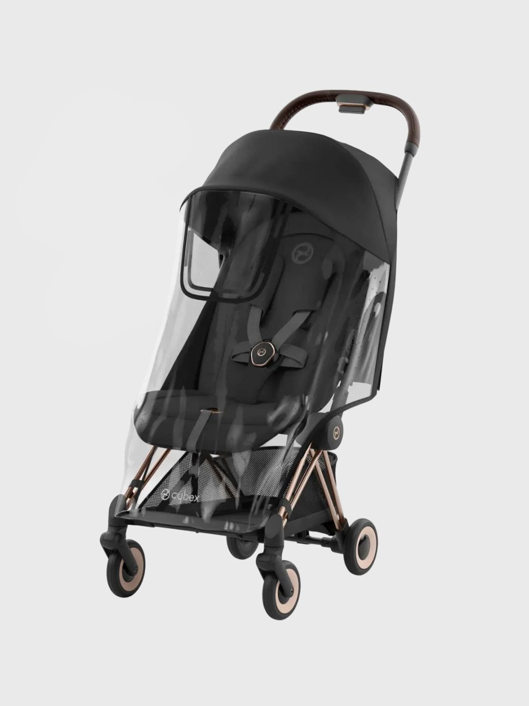 Коляска прогулочная Cybex Coya Rosegold Sepia Black с дождевиком и бампером 522005601, черный купить,NaN