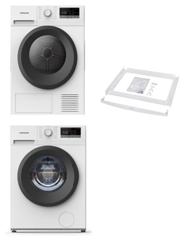 Стиральная машина Hofmann WM814SBWH-BLS/HF + HOFMANN TD8HPWH-BLS/HF+ стыковочный комплект белый