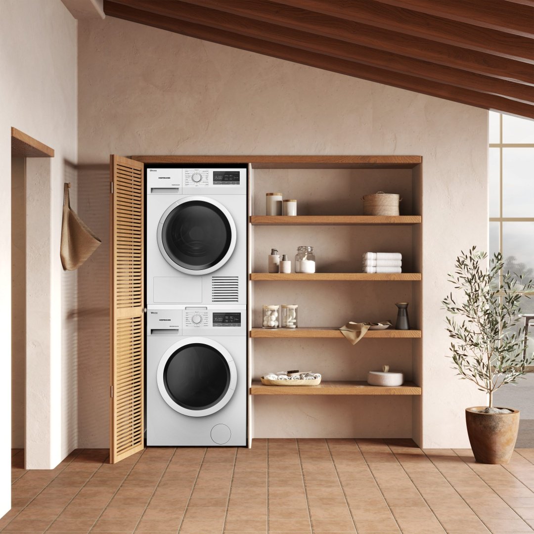 Стиральная машина Hofmann WM814SBWH-BLS/HF + HOFMANN TD8HPWH-BLS/HF+ стыковочный комплект белый
