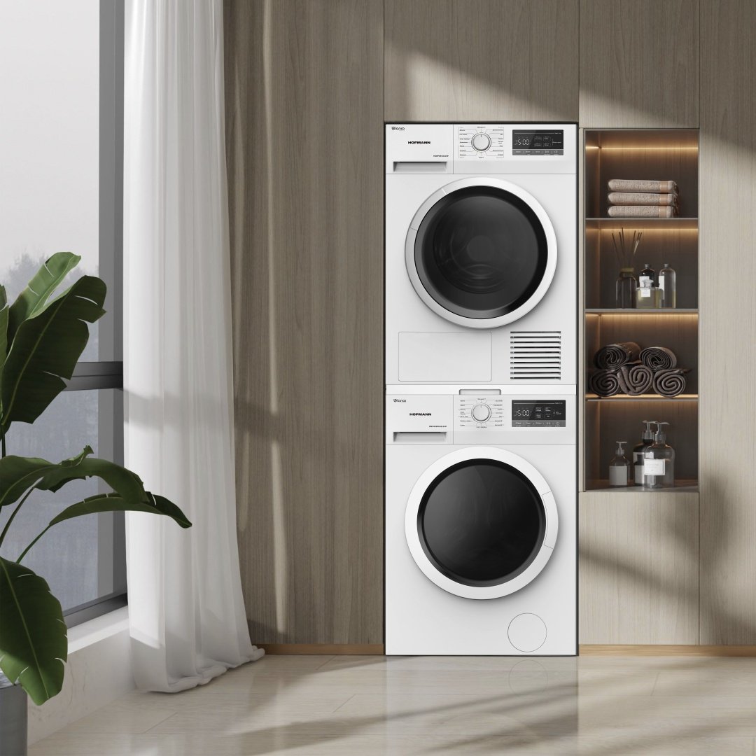 Стиральная машина Hofmann WM814SBWH-BLS/HF + HOFMANN TD8HPWH-BLS/HF+ стыковочный комплект белый