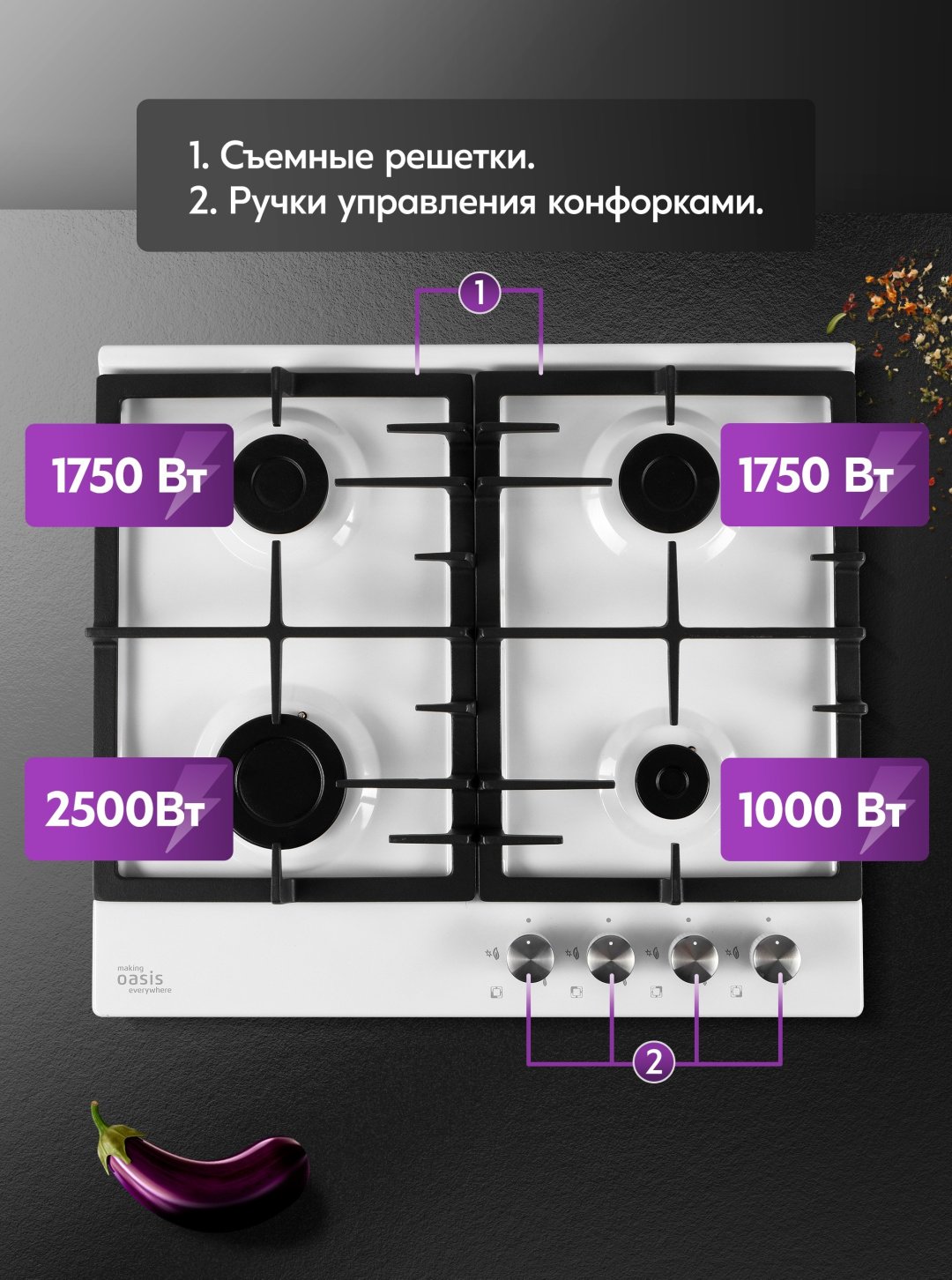 Варочная поверхность Oasis P-MWP белый
