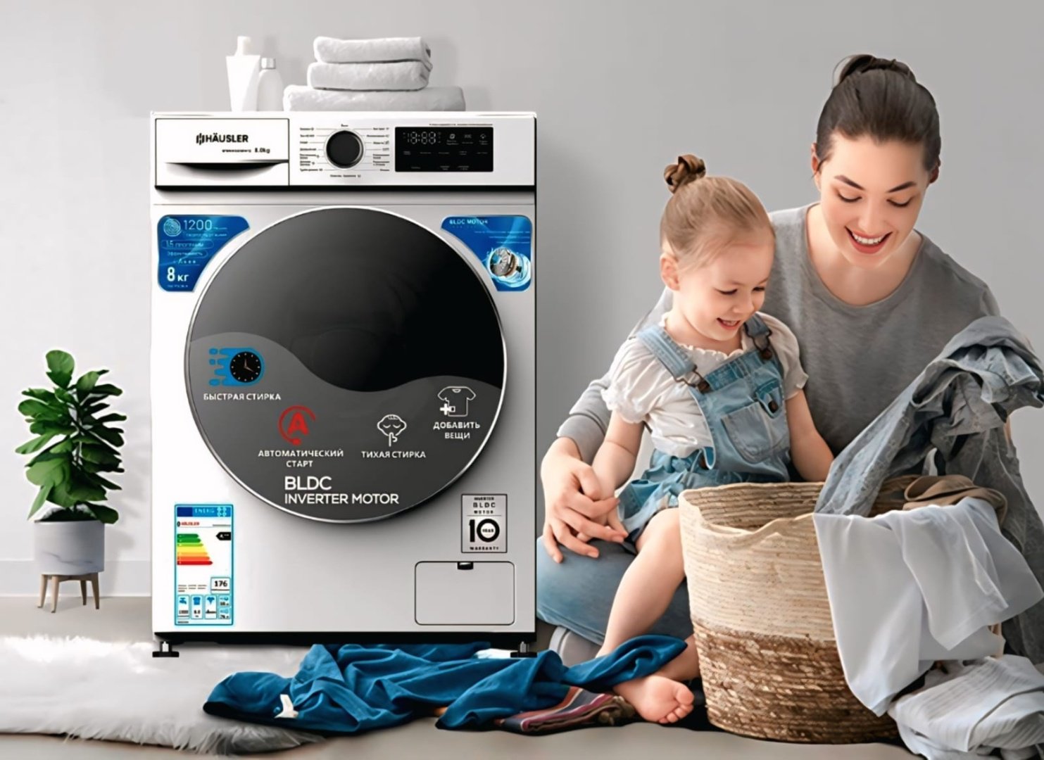 Стиральная машина HAUSLER WWKHS80WH12 белый купить,NaN