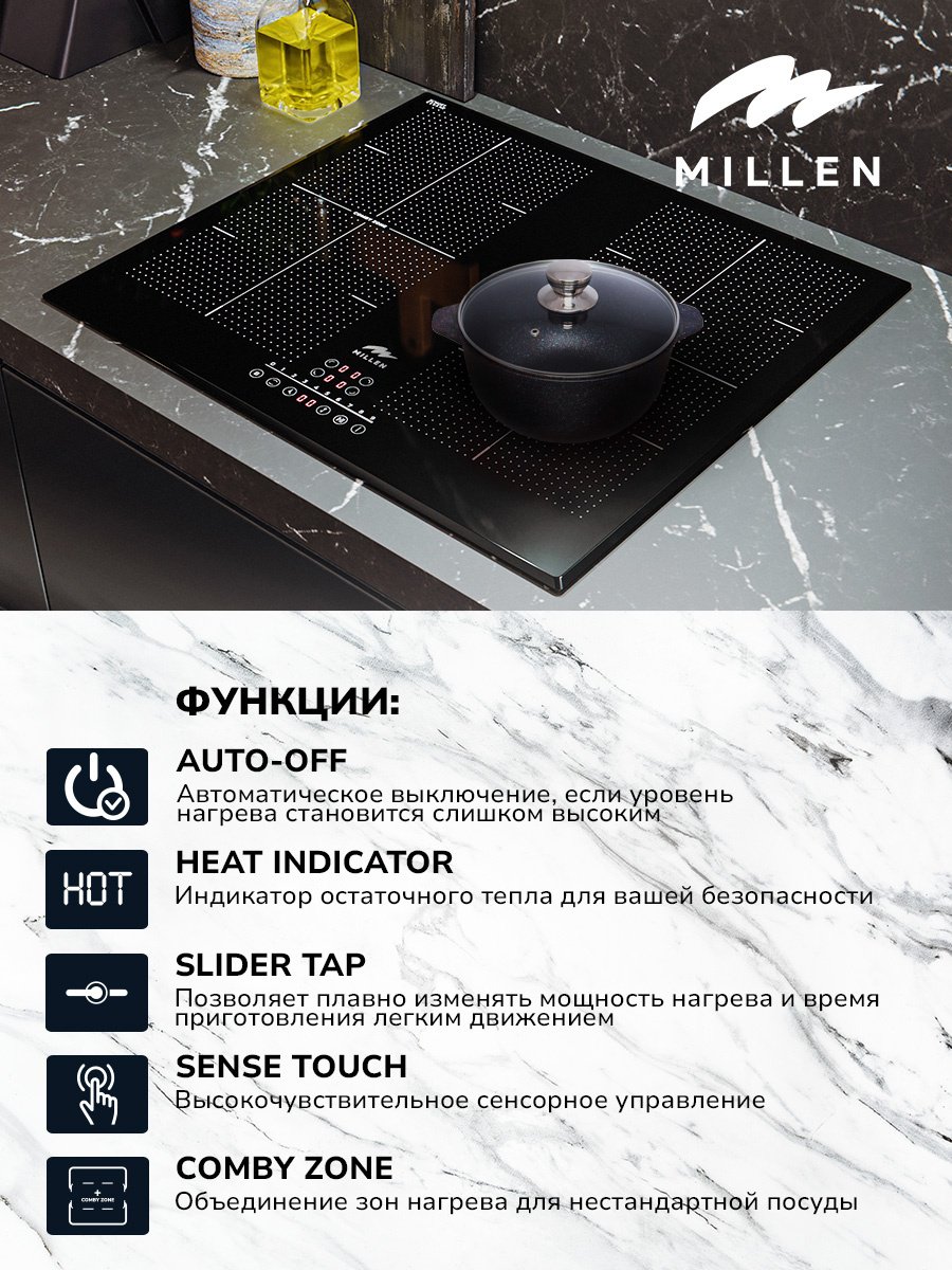 Варочная поверхность MILLEN MIH 602 BL черный купить,NaN