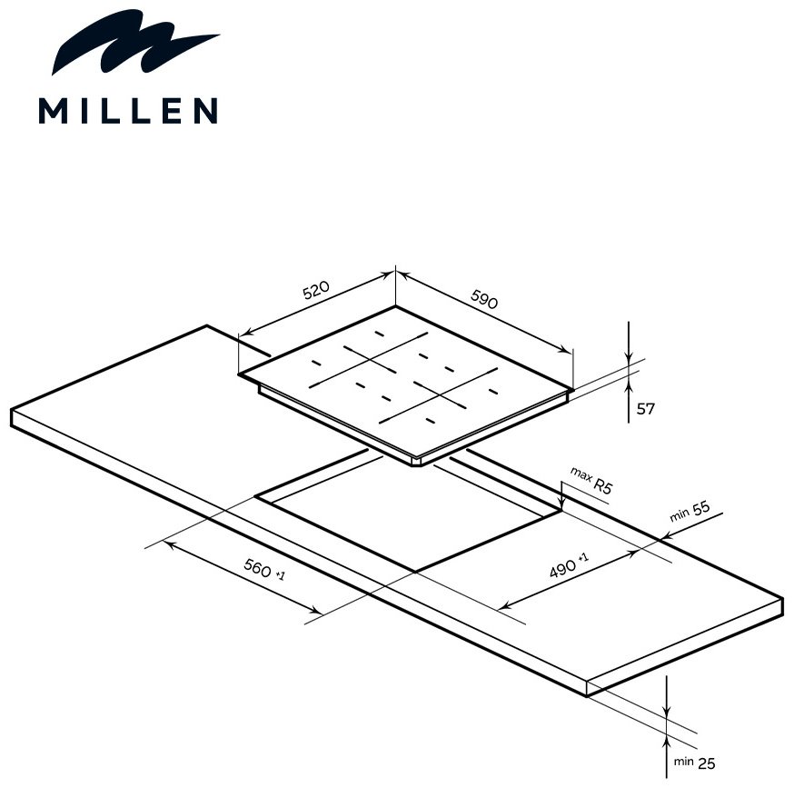 Варочная поверхность MILLEN MIH 602 BL черный купить,NaN