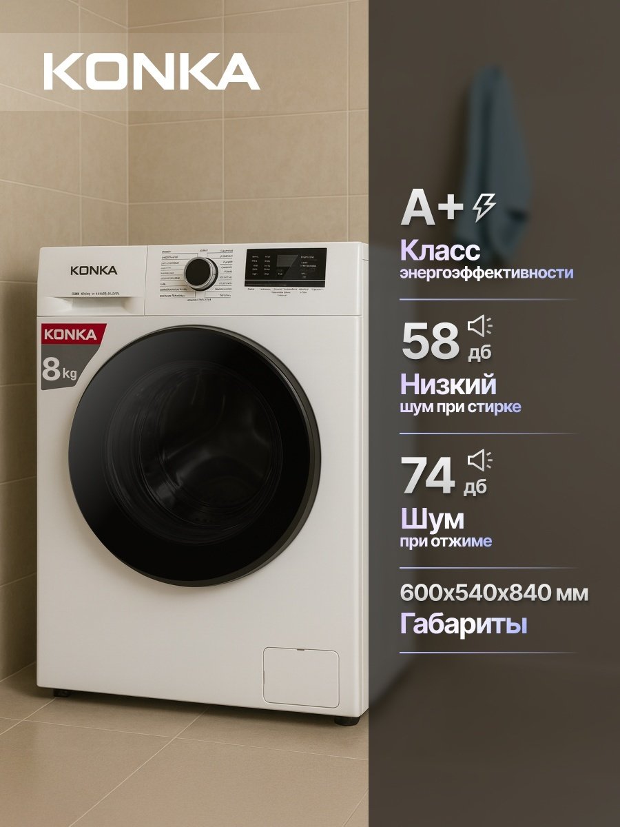 Стиральная машина KONKA KWM08-12B13BW белый