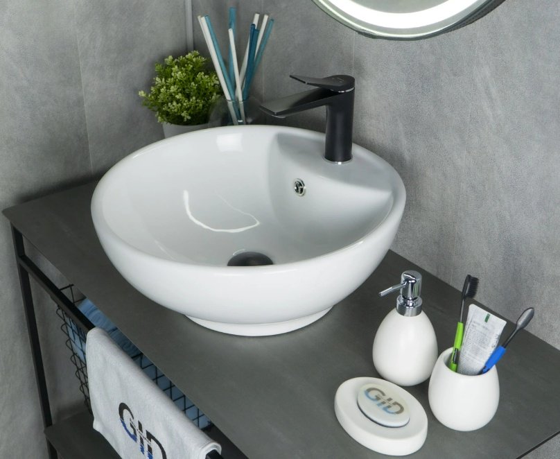 Раковина GID-ceramic N9001 накладная круглая 45х45 см, фаянс купить,NaN