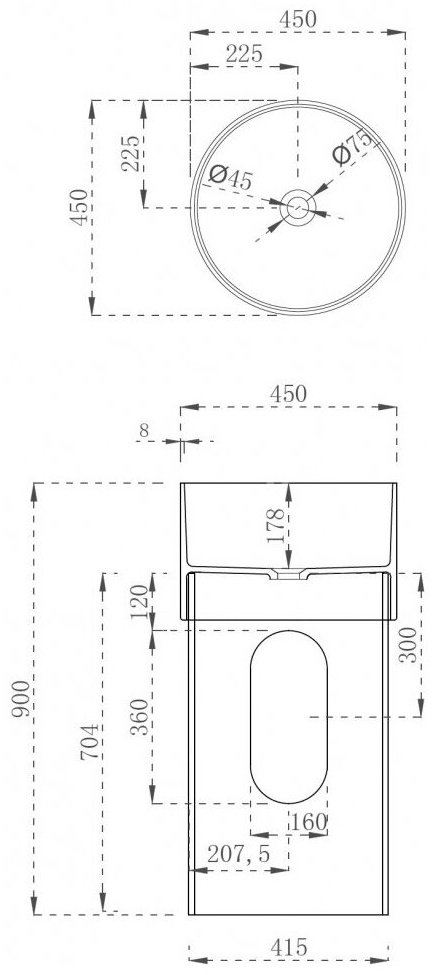 Раковина Abber Kristall AT2701White-Aquamarin на пьедестал круглая 45х45 см, стекло купить,1157300