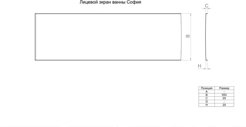 Экран под ванну Triton Экран София 170x55 см без ножек