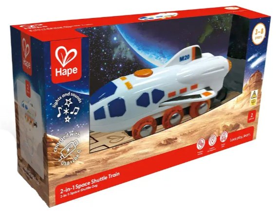 Поезд Hape Космический Поезд Инопланетные приключения E3872_HP, пластик, металл, белый