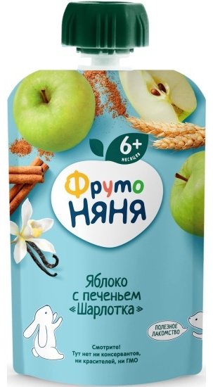 Детское пюре ФрутоНяня яблоко 90 г, с 6 месяцев купить,NaN
