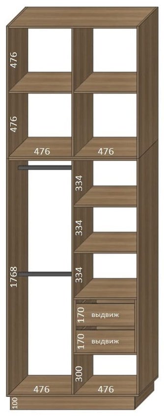 Распашной шкаф Catrine Вермут, 100x290х60 см, бежевый, коричневый купить,NaN