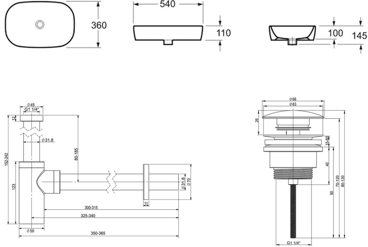 Раковина Lavinia Boho Bathroom Sink 21520006 накладная овальная 54х36 см, фарфор