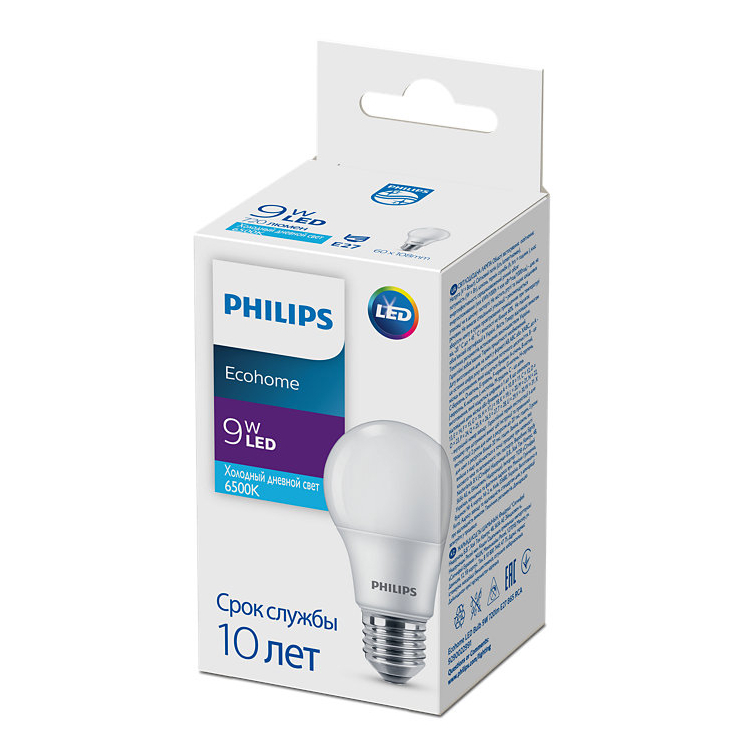 Лампочка LED Philips Ecohome Bulb 9W 720lm E27 865 RCA купить,NaN
