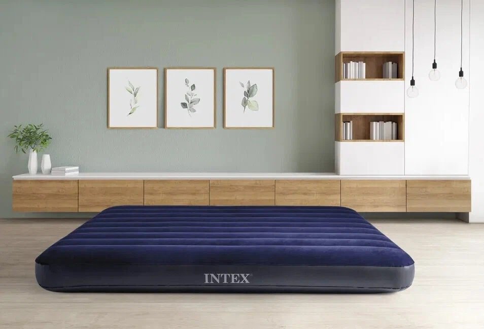 Матрас Intex 64755, 203x183x25 см, насос внешний ручной купить,NaN