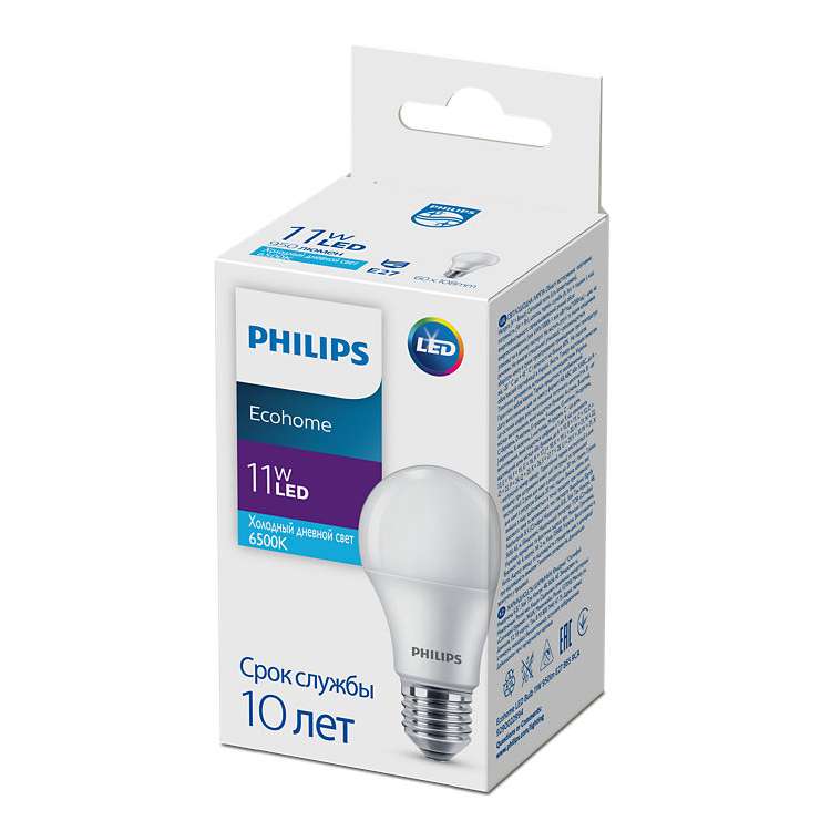 Лампочка LED Philips Ecohome Bulb 11W 950lm E27 865 RCA купить,1200