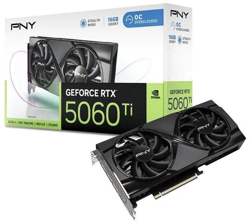 Видеокарта PNY Видеокарта PNY PNY Dual Fan OC GeForce RTX 5060 Ti 16 GB (VCG5060T16DFXPB1-O) 16 Гб купить,NaN
