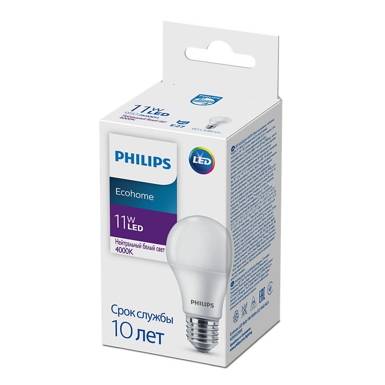 Лампочка LED Philips Ecohome Bulb 11W 950lm E27 840 RCA - ForteMarket Лампочка LED Philips Ecohome Bulb 11W 950lm E27 840 RCA купить,0