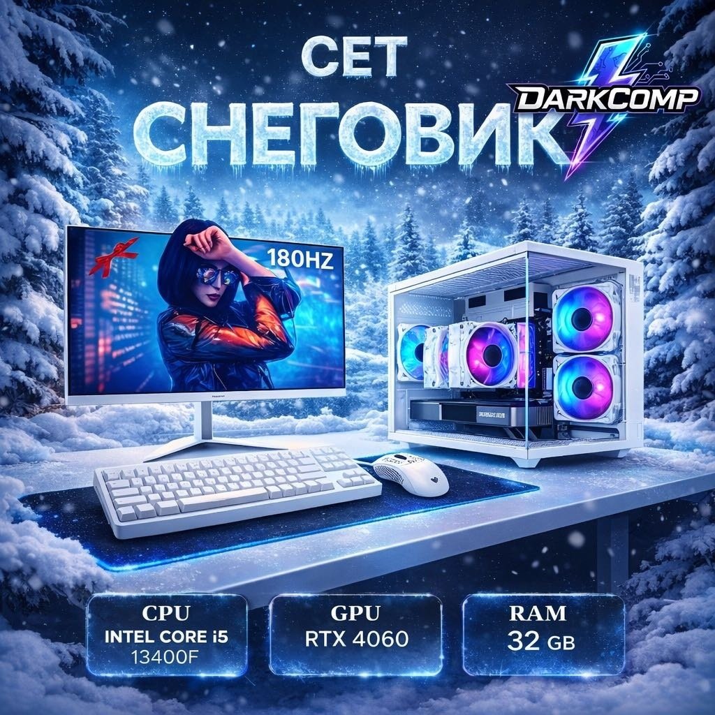 DARKCOMP i5-13400F / RTX 4060 8 Гб / 32 Гб / SSD 1000 Гб / Win 11 Pro