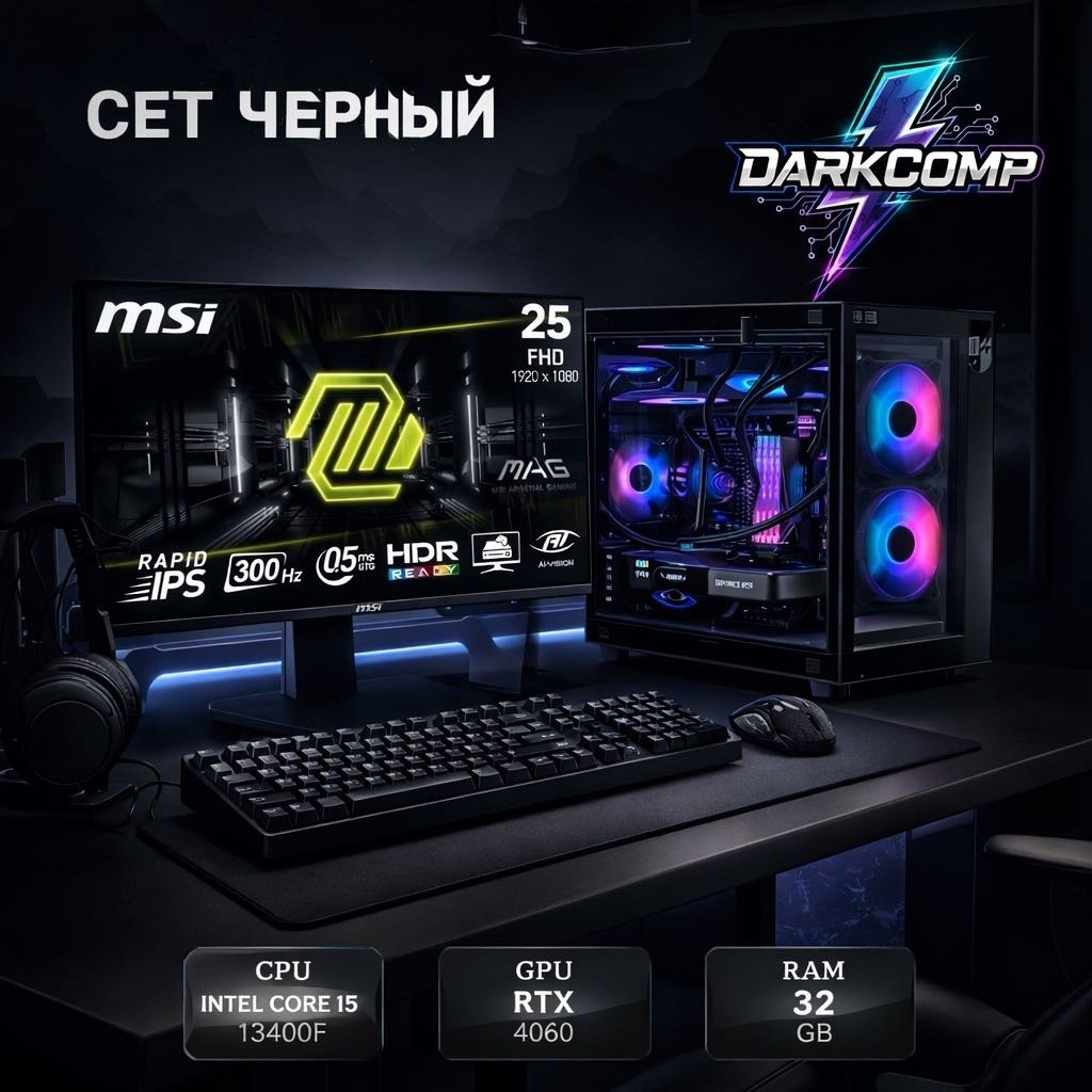 DARKCOMP i5-13400F / RTX 4060 8 Гб / 32 Гб / SSD 1000 Гб / Win 11 Pro