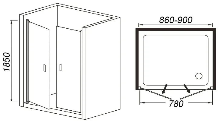 Душевое ограждение Weltwasser WW600 600K2-90 90x185см