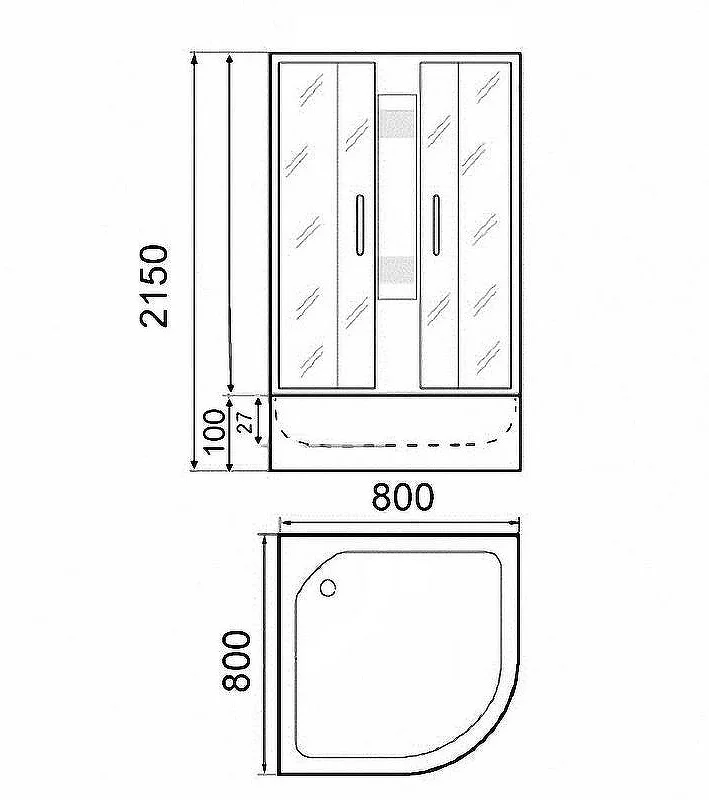 Кабина душевая Parly F811B 80х80х210см серый