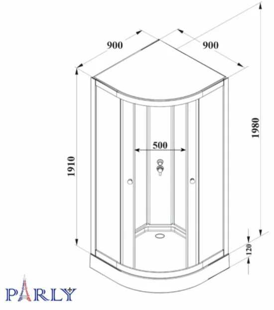 Кабина душевая Parly BETT931 90х90х210см белый