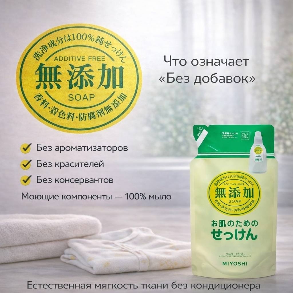 Miyoshi MIYOSHI Additive Free Laundry Liquid Soap 1 л купить,NaN