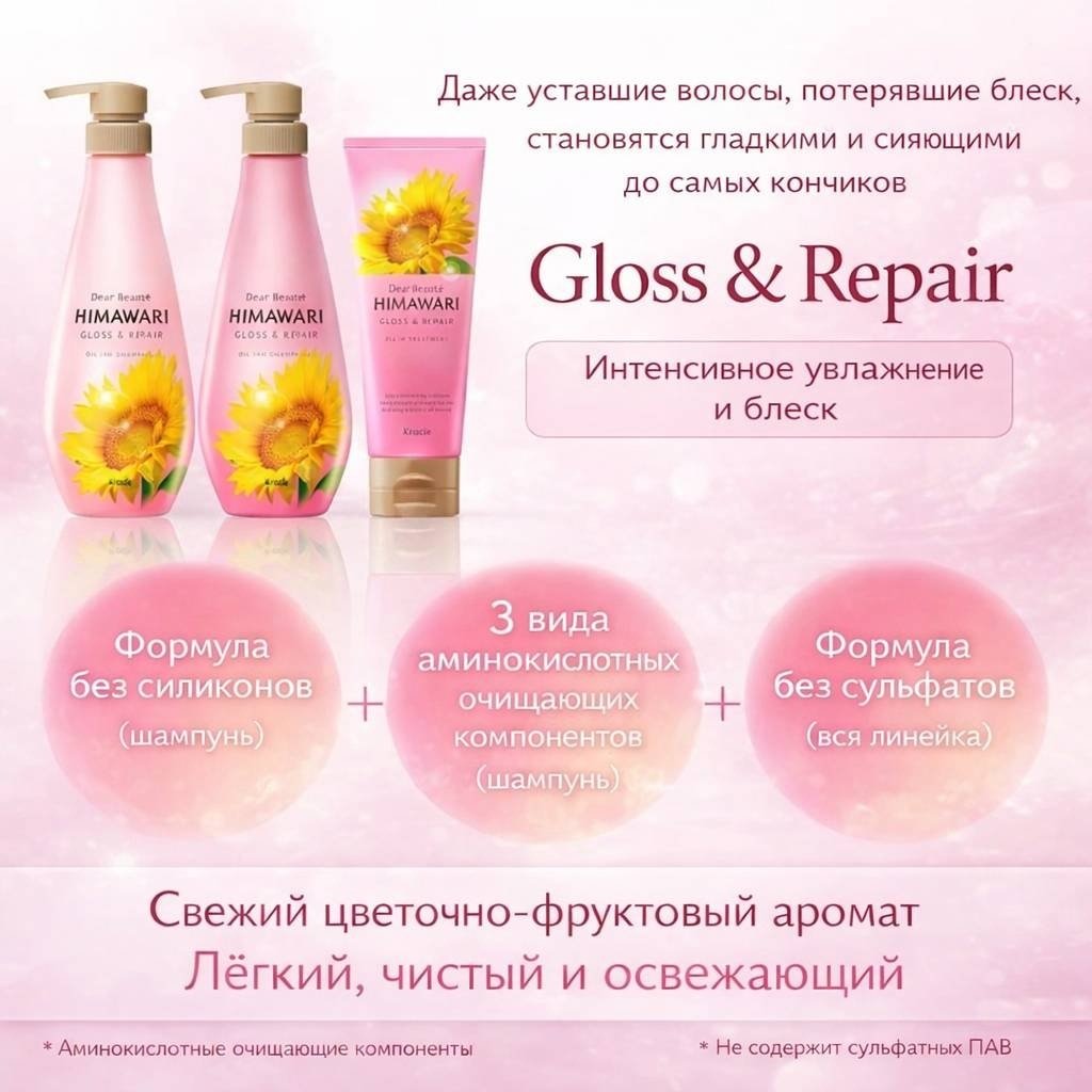 Kracie Himawari Gloss Repair шампунь 500 мл купить,NaN