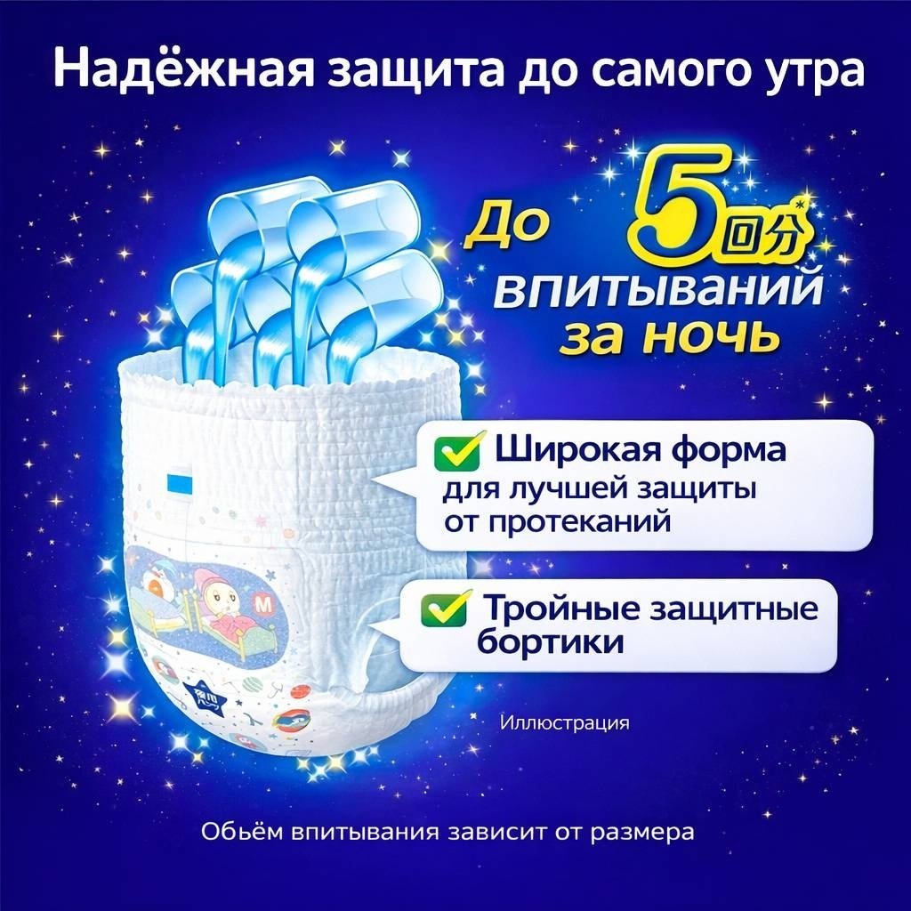 Подгузники-трусики Mamy Poko Night Pants ночные подгузники-трусики, размер L, 34 шт купить,NaN
