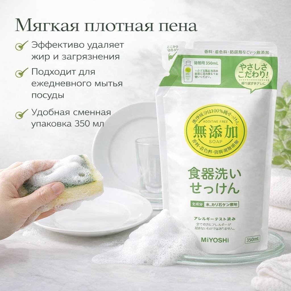 Miyoshi жидкое Additive Free Dish Washing 0.35 л купить,NaN