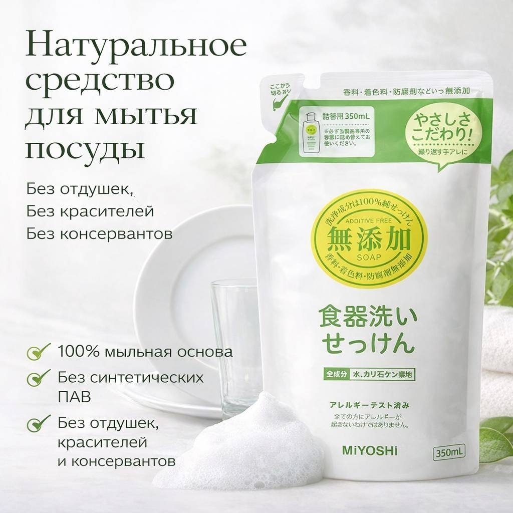 Miyoshi жидкое Additive Free Dish Washing 0.35 л купить,NaN