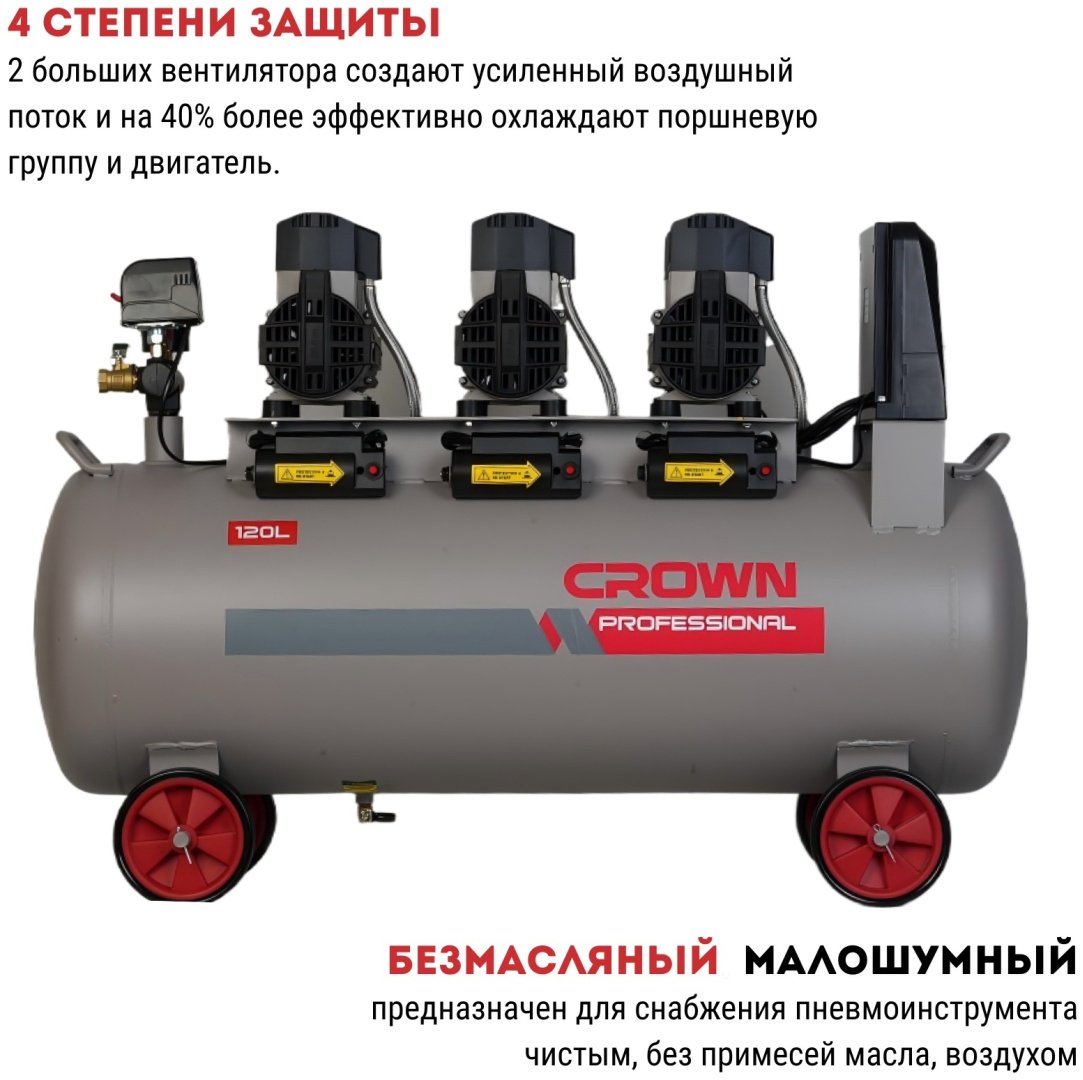 Компрессор безмасляный CROWN CT36153, 7 бар купить,NaN