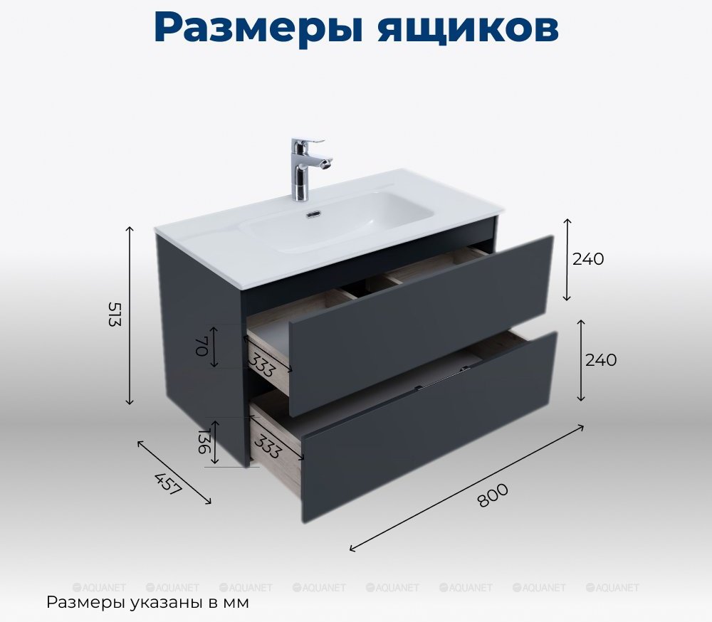 Тумба с раковиной KABINKA.KZ Алвита new 80, 80x53.1x45.7 см, темно-серый купить,NaN