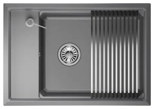 Кухонная мойка GRANULA KS-7305 73х51х25 см, кварцевый песок, тон алюминиум купить,NaN