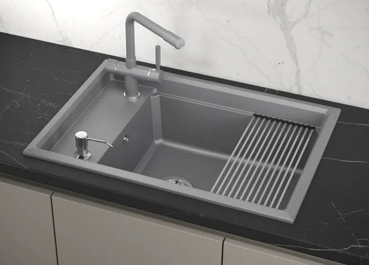 Кухонная мойка GRANULA KS-7305 73х51х25 см, кварцевый песок, тон алюминиум купить,NaN