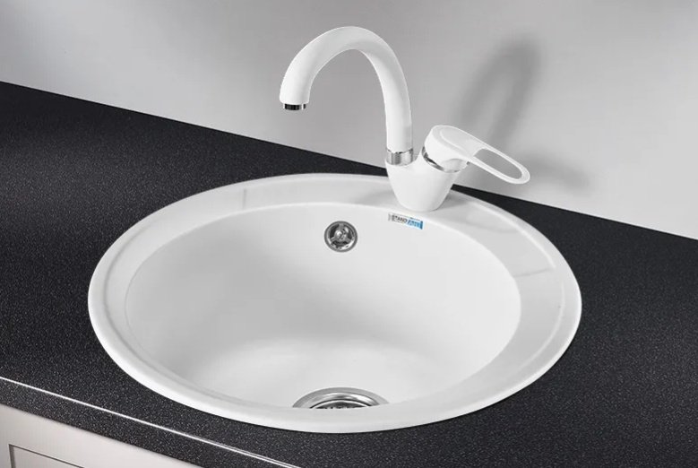 Кухонная мойка GRANULA 4802 48х48х18 см, кварцевый песок, тон белый купить,NaN
