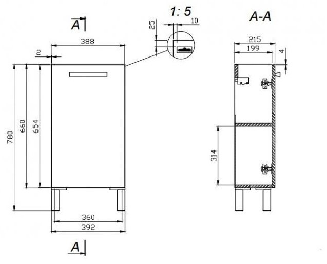 Cersanit SU-MEL-CM40 , 39.2x66x21.2 см, ЛДСП, белый купить,NaN