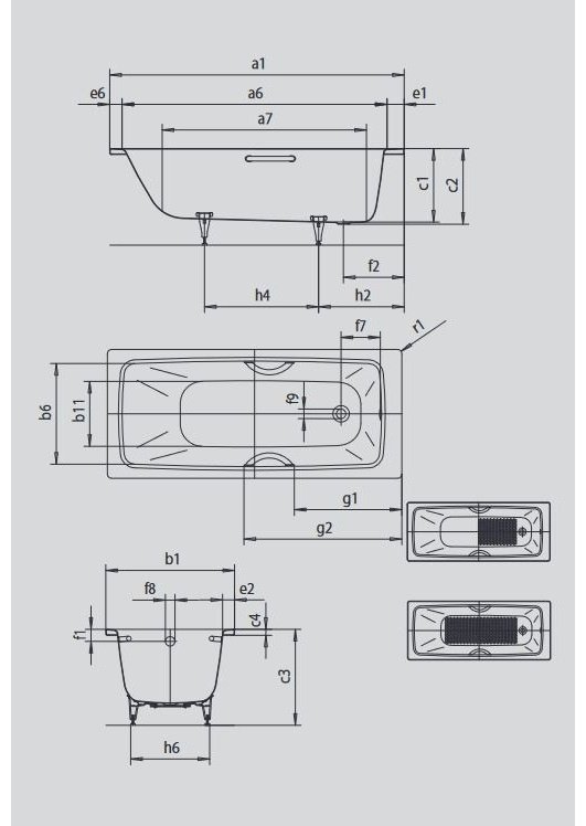 Ванна прямоугольная KALDEWEI Saniform Plus 150x70 см см, сталь